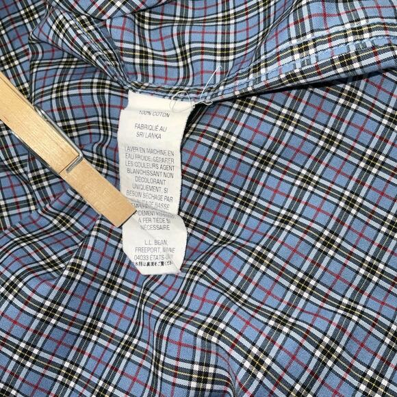 LL Bean Shirt Mens Size L Blue Wrinkle Resistant Button Down Long Sleeve Plaid - Picture 6 of 10